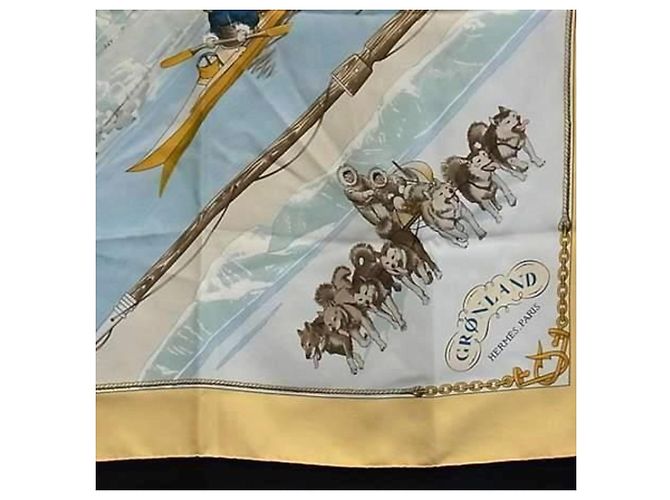 Sciarpa Hermès Carré 90 Gronland Cane Eskimo della Groenlandia Multicolore Beige - vista 5