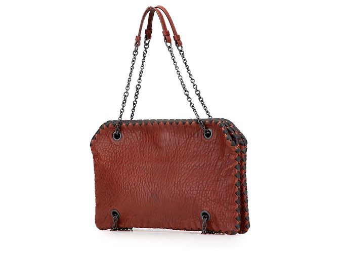 Borsa a spalla duo in pelle texturizzata rossa con cuciture Bottega Veneta - vista 2