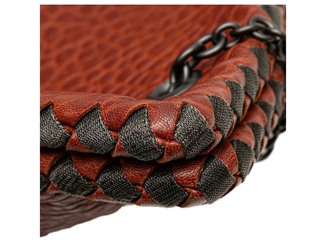 Borsa a spalla duo in pelle texturizzata rossa con cuciture Bottega Veneta - vista 8