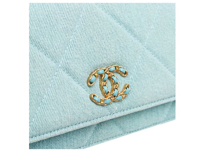 Wallet On Chain Portafoglio 19 di Chanel in Denim Blu Turchese - vista 10