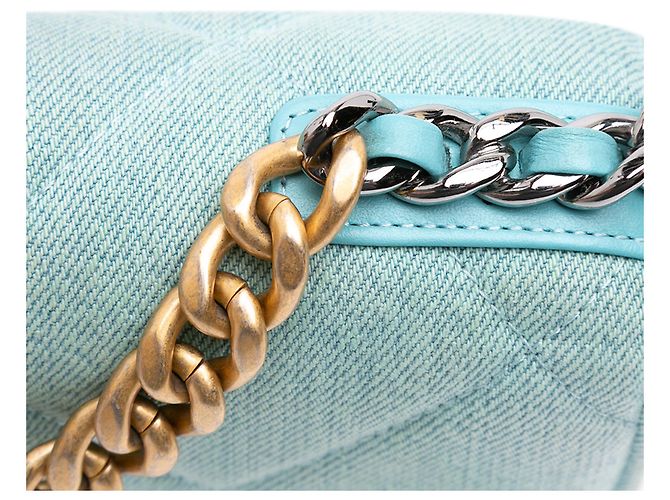 Wallet On Chain Portafoglio 19 di Chanel in Denim Blu Turchese - vista 9