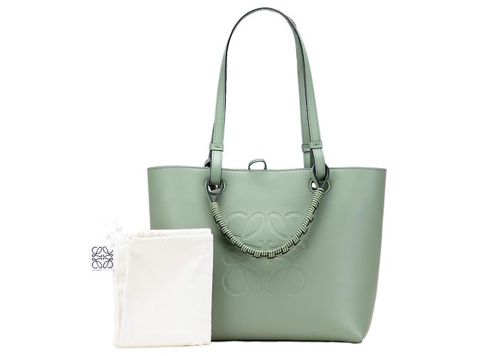 LOEWE Borsa Anagram in pelle di vitello liscia verde piccola - vista 11