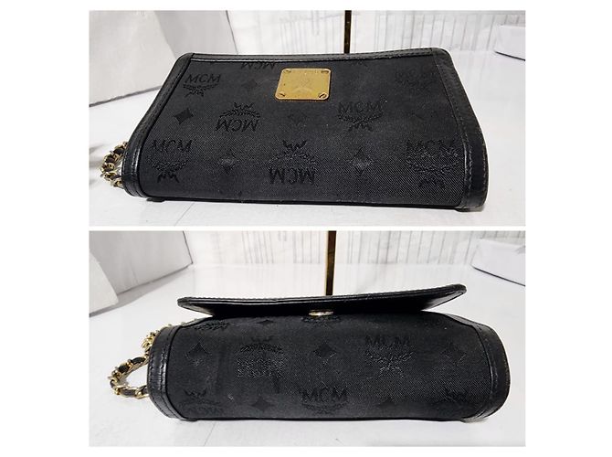 MCM Vintage Nylon/Leder Umhängetasche Schwarz - Ansicht 10