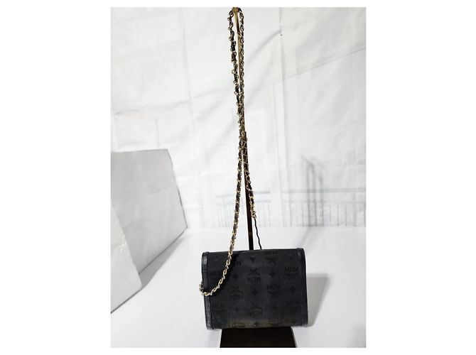 MCM Vintage Nylon/Leder Umhängetasche Schwarz - Ansicht 4