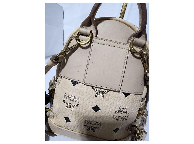 MCM Visetos X-Mini Stark Rucksack mit Seitenstud Beige - Ansicht 13