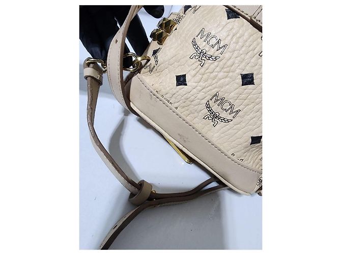 MCM Visetos X-Mini Stark Rucksack mit Seitenstud Beige - Ansicht 14