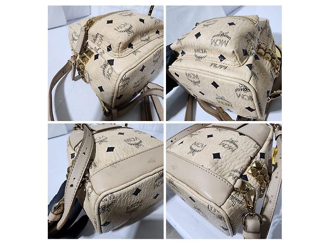 MCM Visetos X-Mini Stark Rucksack mit Seitenstud Beige - Ansicht 15