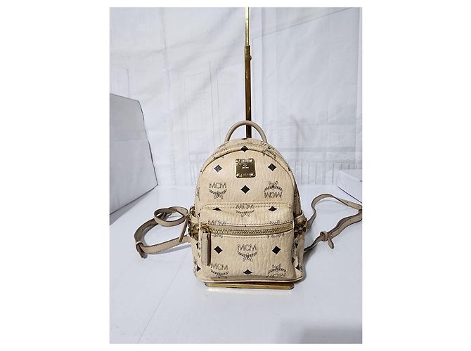 MCM Visetos X-Mini Stark Rucksack mit Seitenstud Beige - Ansicht 16