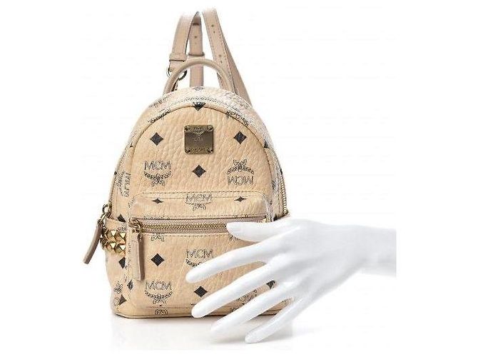 MCM Visetos X-Mini Stark Rucksack mit Seitenstud Beige - Ansicht 3