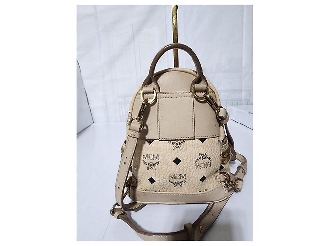MCM Visetos X-Mini Stark Rucksack mit Seitenstud Beige - Ansicht 4