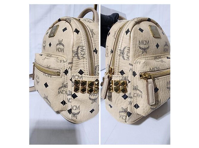 MCM Visetos X-Mini Stark Rucksack mit Seitenstud Beige - Ansicht 5