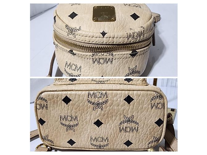 MCM Visetos X-Mini Stark Rucksack mit Seitenstud Beige - Ansicht 7