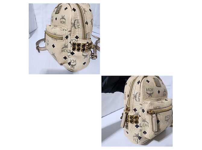 MCM Visetos X-Mini Stark Rucksack mit Seitenstud Beige - Ansicht 8