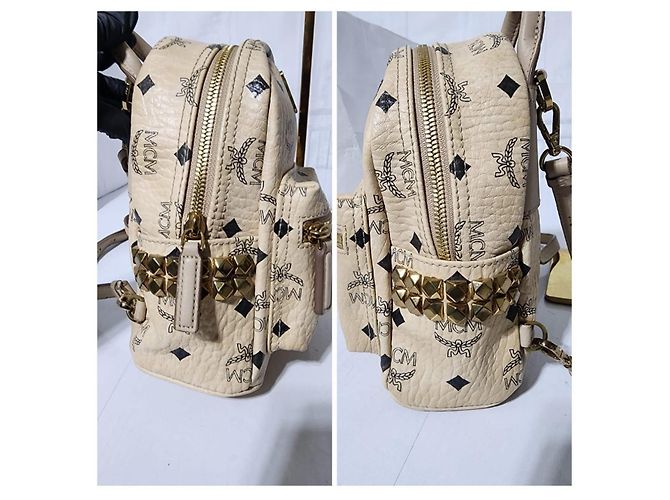 MCM Visetos X-Mini Stark Rucksack mit Seitenstud Beige - Ansicht 9