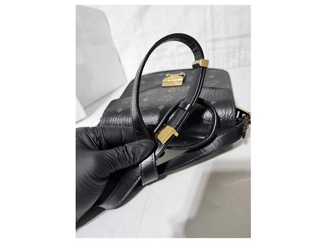 MCM Visetos Piccola Borsa Crossbody/Spalla Patricia Nera Nero - vista 12