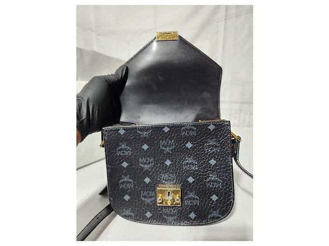 MCM Visetos Piccola Borsa Crossbody/Spalla Patricia Nera Nero - vista 15