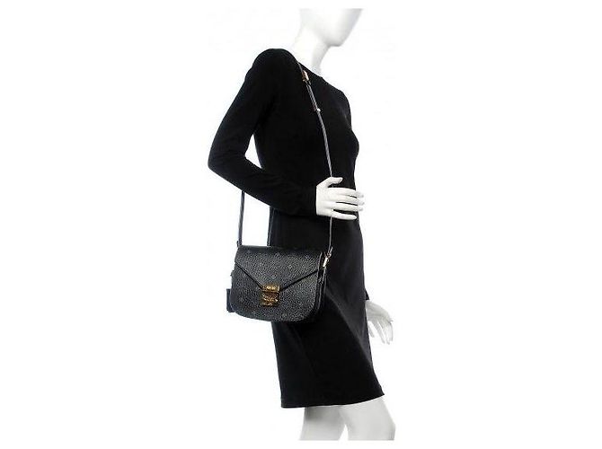 MCM Visetos Piccola Borsa Crossbody/Spalla Patricia Nera Nero - vista 3