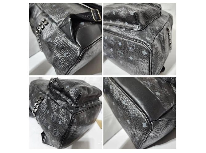 MCM Visetos Stark Leather Backpack Black - view 12