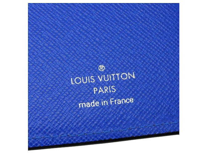 Carteira longa em couro Taiga Louis Vuitton M30791 Preto Azul - vista 10
