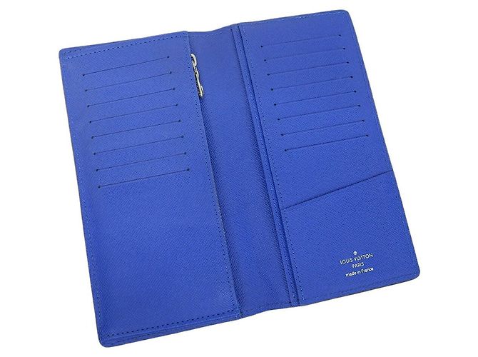 Carteira longa em couro Taiga Louis Vuitton M30791 Preto Azul - vista 3