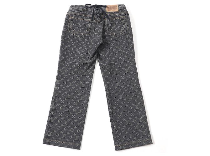 Pantalones de denim de algodón Monogram Louis Vuitton Negro - vista 2