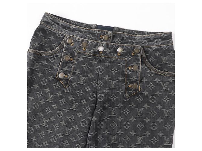 Pantalones de denim de algodón Monogram Louis Vuitton Negro - vista 3