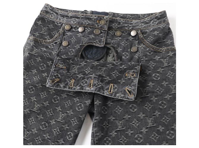 Pantalones de denim de algodón Monogram Louis Vuitton Negro - vista 5