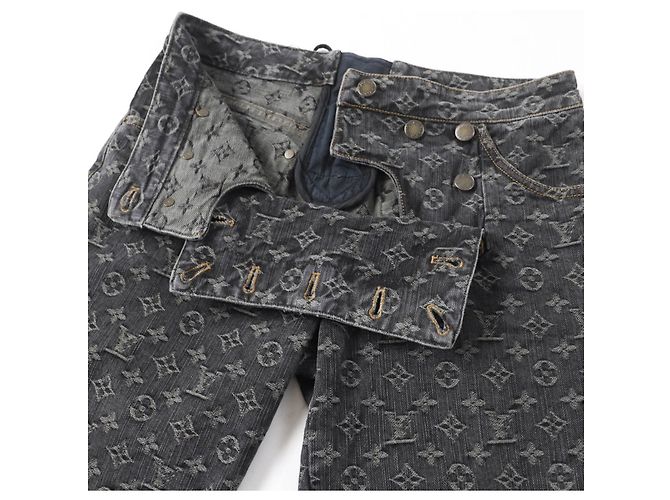 Pantalones de denim de algodón Monogram Louis Vuitton Negro - vista 6