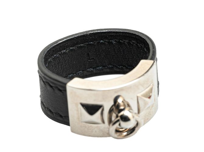 Hermes Hermès Collier de Chien Band Ring Black Silvery - view 4
