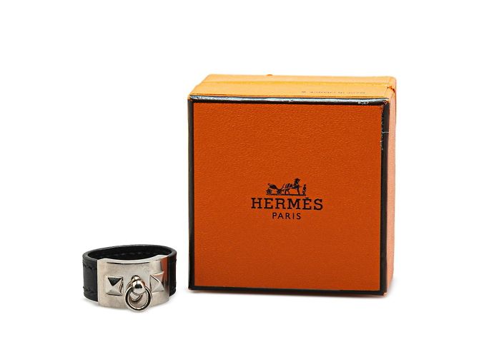 Hermes Hermès Collier de Chien Band Ring Black Silvery - view 6