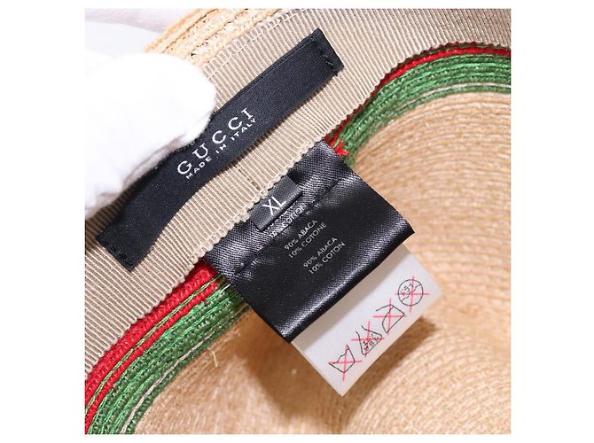 Cappello Web Sherry Line GUCCI Abaca Beige Rosso Verde 234137 Auth yk18743 - vista 11