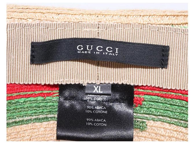 Cappello Web Sherry Line GUCCI Abaca Beige Rosso Verde 234137 Auth yk18743 - vista 12