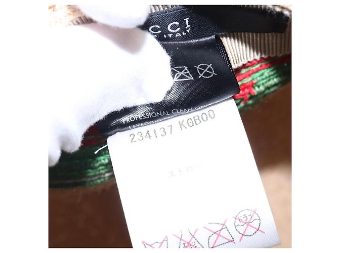 Cappello Web Sherry Line GUCCI Abaca Beige Rosso Verde 234137 Auth yk18743 - vista 13