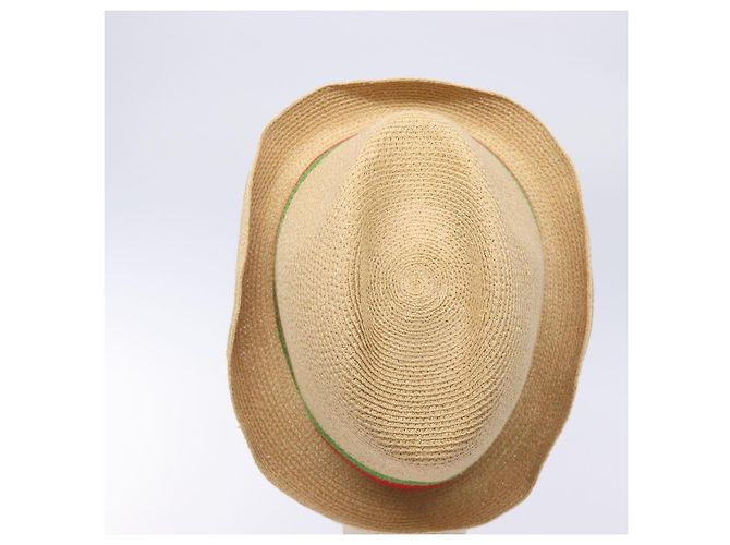 Cappello Web Sherry Line GUCCI Abaca Beige Rosso Verde 234137 Auth yk18743 - vista 6