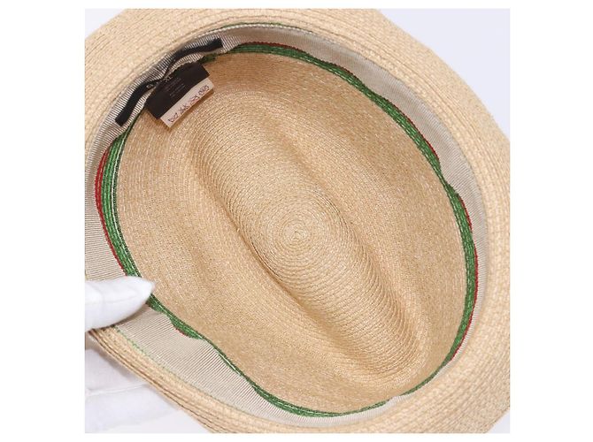 Cappello Web Sherry Line GUCCI Abaca Beige Rosso Verde 234137 Auth yk18743 - vista 7