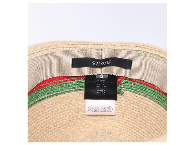 Cappello Web Sherry Line GUCCI Abaca Beige Rosso Verde 234137 Auth yk18743 - vista 8