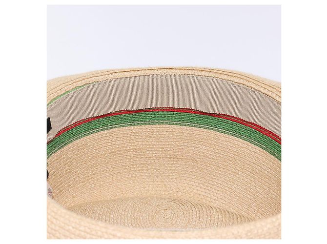 Cappello Web Sherry Line GUCCI Abaca Beige Rosso Verde 234137 Auth yk18743 - vista 9