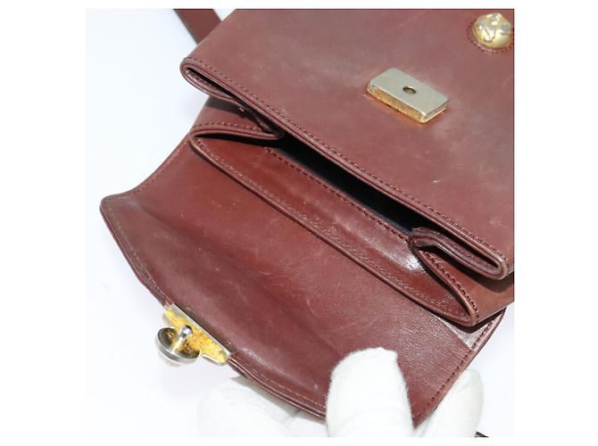 Sac à épaule Salvatore Ferragamo en cuir bordeaux avec doré Auth bs27827 - vue 15