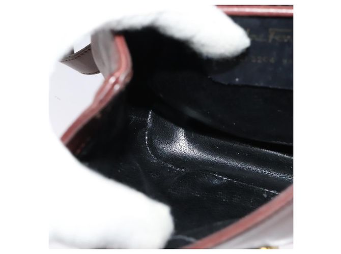 Sac à épaule Salvatore Ferragamo en cuir bordeaux avec doré Auth bs27827 - vue 19