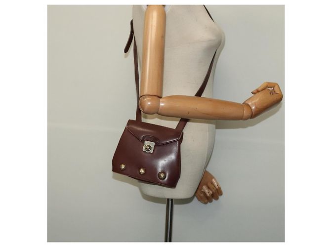 Sac à épaule Salvatore Ferragamo en cuir bordeaux avec doré Auth bs27827 - vue 21