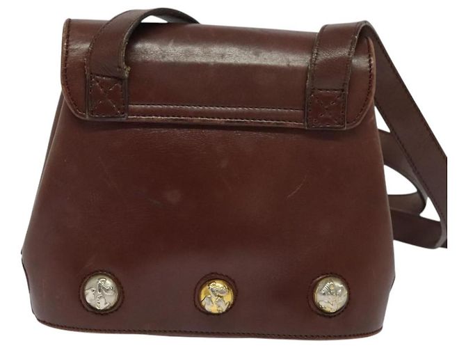 Sac à épaule Salvatore Ferragamo en cuir bordeaux avec doré Auth bs27827 - vue 3