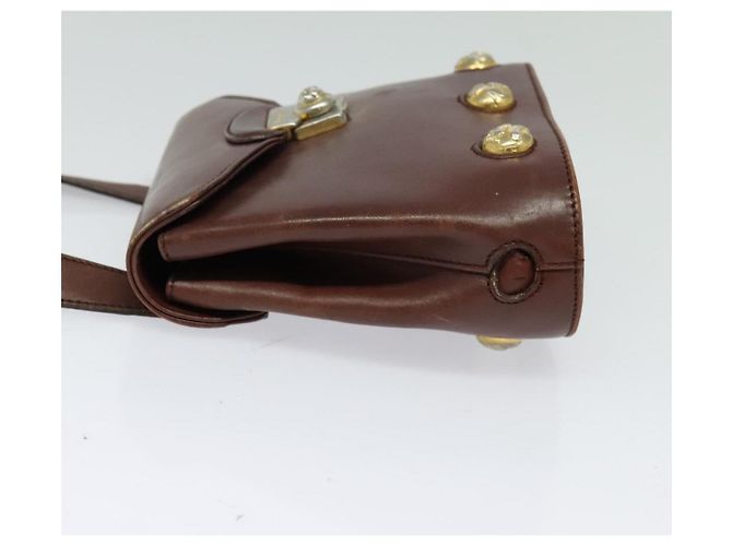 Sac à épaule Salvatore Ferragamo en cuir bordeaux avec doré Auth bs27827 - vue 4