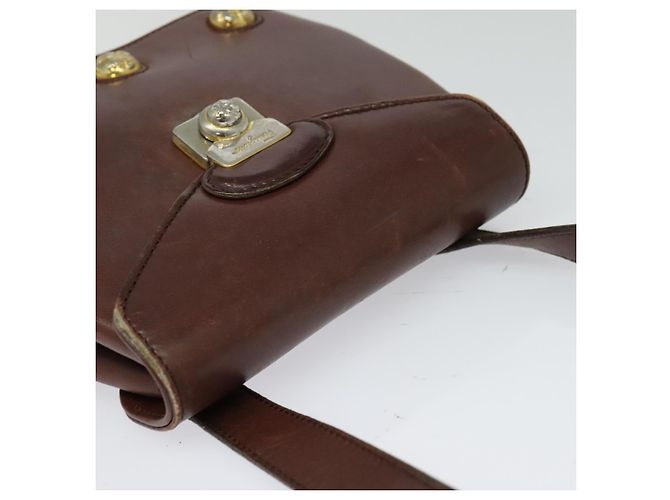 Sac à épaule Salvatore Ferragamo en cuir bordeaux avec doré Auth bs27827 - vue 6