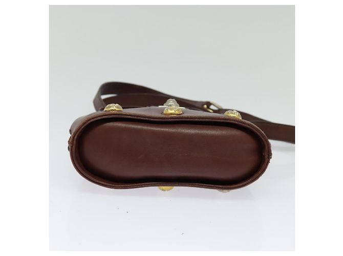 Sac à épaule Salvatore Ferragamo en cuir bordeaux avec doré Auth bs27827 - vue 9