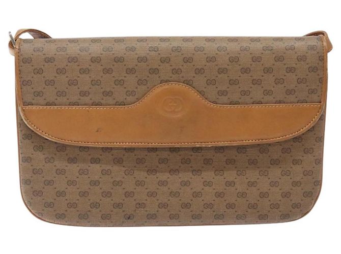 Gucci Bolsa de Ombro Micro GG Supreme PVC Bege Dourado 004 106 0024 Auth ep9330 - vista 2