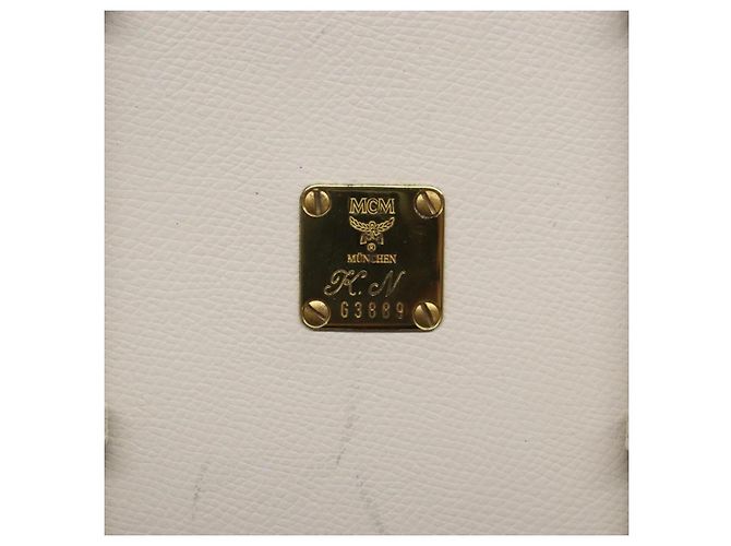 Borsa a Spalla MCM in Pelle Bianca e Oro Auth bs27684 Bianco D'oro - vista 14
