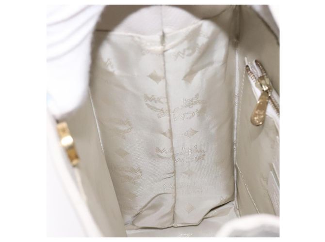 Borsa a Spalla MCM in Pelle Bianca e Oro Auth bs27684 Bianco D'oro - vista 19