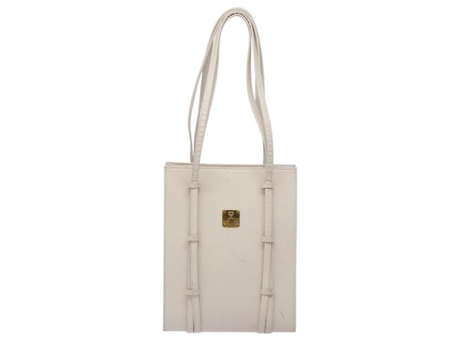 Borsa a Spalla MCM in Pelle Bianca e Oro Auth bs27684 Bianco D'oro - vista 2