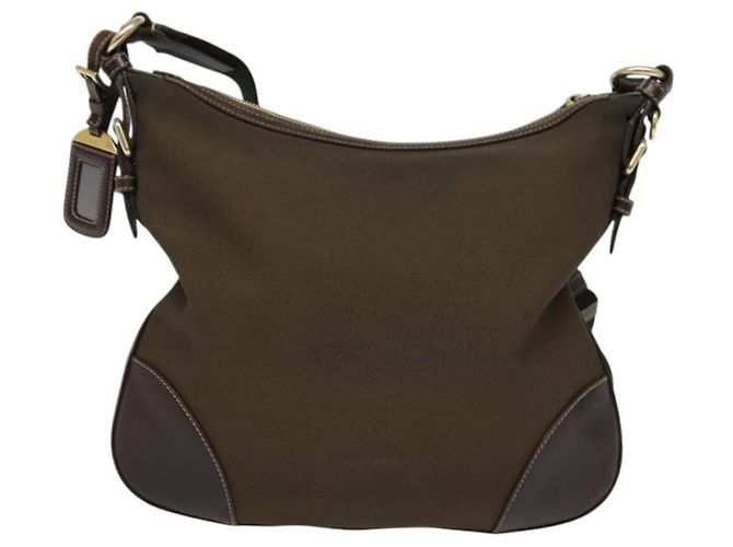 Borsa a Spalla PRADA in Tela Marrone Oro Auth ep9878 D'oro - vista 3