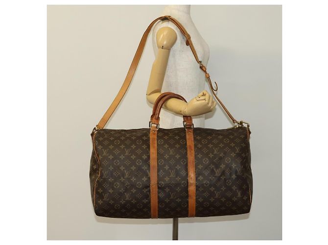 LOUIS VUITTON Borsa Boston Monogram Keepall Bandoulière 55 M41414 Auth LV 127459 Monogramma - vista 24